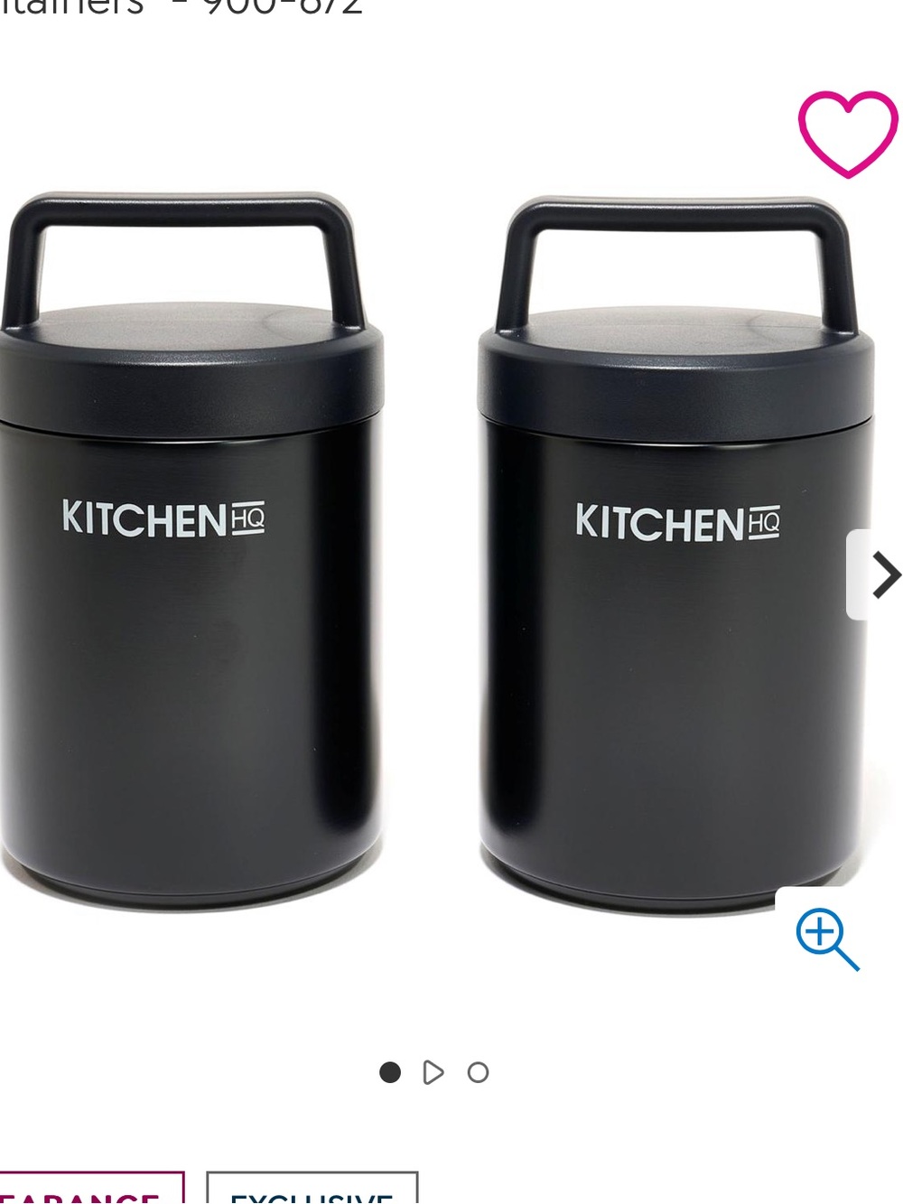 Kitchen HQ Black Insulated Food HOT AND COLD Containers with Handle (Set of 2)